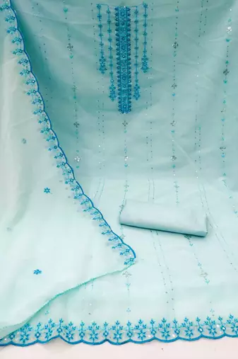 Graceful georgette top with santoon bottom salwar suit dress material