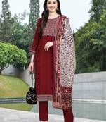 Trendmalls Trendmalls  Olive Maroon Cotton Sequence Embroidery Party Wear Kurta Pant with Dupatta Salwar Suit Set