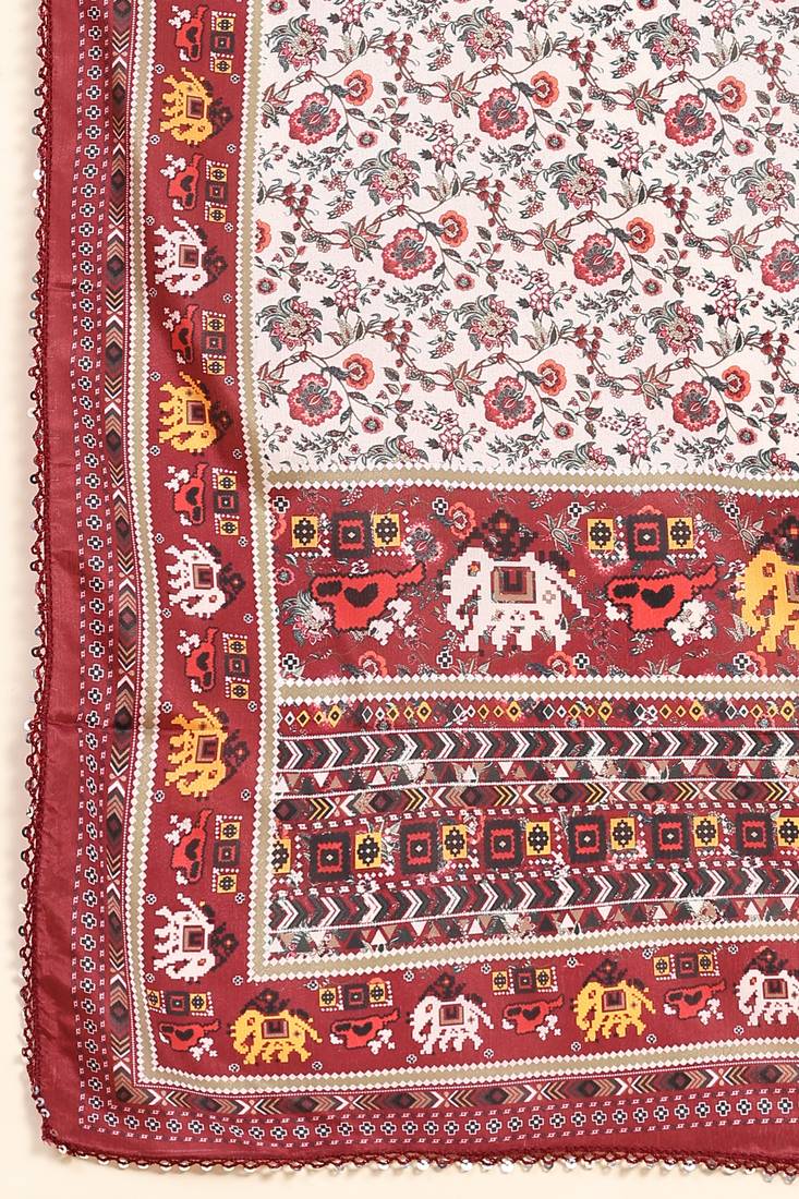 Trendmalls  Olive Maroon Cotton Sequence Embroidery Party Wear Kurta Pant with Dupatta Salwar Suit Set