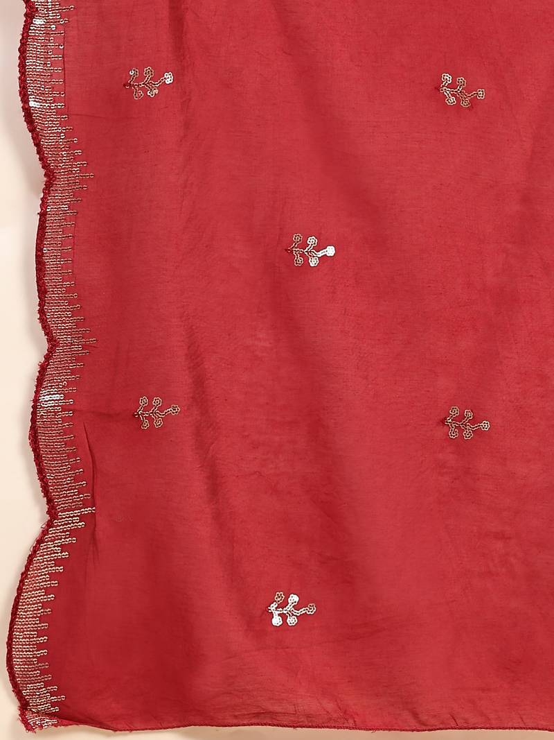 Trendmalls Women's Off white Cotton Embroidery Kurta Pant with Dupatta 3 pieces Salwar Suit Set