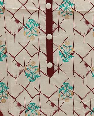 Khadi cotton top, heavy cotton bottom, and najmeen saboori print dupatta dress material 3