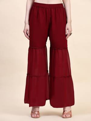 Trendmalls  Maroon Georgette Sequence Embroidery Party Wear Kurta Pant with Dupatta Salwar Suit Set 7