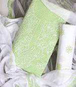 Ada Hand Embroidered Green And White Cotton Lucknowi Chikankari Indian Women Unstitched Suit Piece - A211241