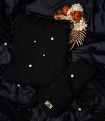 Hand Embroidered Jet Black Georgette Lucknowi Chikankari Indian Women Unstitched Suit Piece