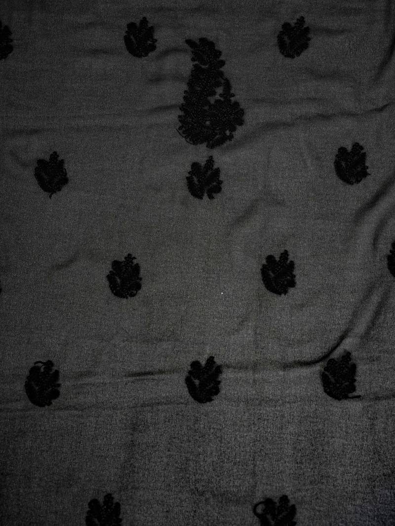 Hand Embroidered Jet Black Georgette Lucknowi Chikankari Indian Women Unstitched Suit Piece