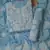 Hand Embroidered Powder Blue Georgette Lucknowi Chikankari Indian Women Unstitched Suit Piece 
