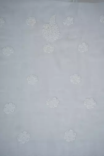 Handcrafted White Georgette Lucknowi Chikankari Indian Women Unstitched Suit Piece