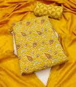 Elegant magic slub cotton top with mill print and foil print salwar suit dress material