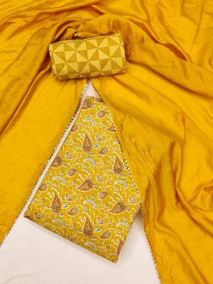 Elegant magic slub cotton top with mill print and foil print salwar suit dress material 2