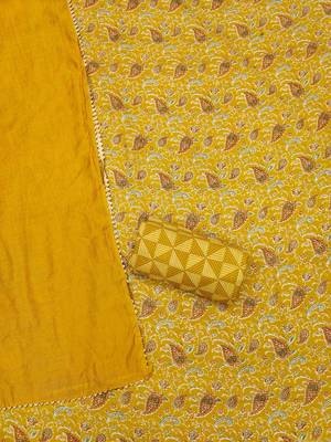 Elegant magic slub cotton top with mill print and foil print salwar suit dress material 3