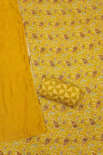 Elegant magic slub cotton top with mill print and foil print salwar suit dress material