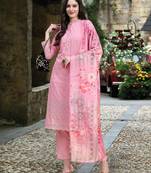  Light Pink Georgette Sequence Embroidery Party Wear Kurta Pant with Print Dupatta Salwar Suit Set