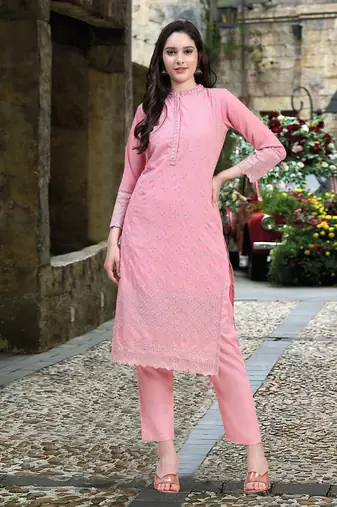 Trendmalls  Light Pink Georgette Sequence Embroidery Party Wear Kurta Pant with Print Dupatta Salwar Suit Set