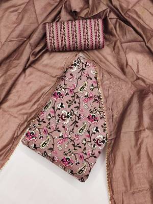 Elegant magic slub cotton top with mill print and foil print salwar suit dress material 2