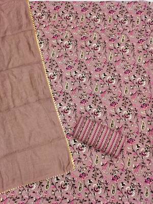Elegant magic slub cotton top with mill print and foil print salwar suit dress material 3