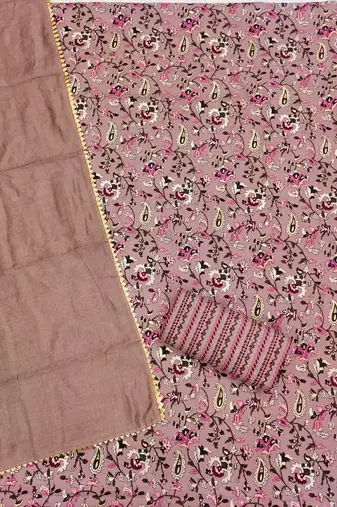Elegant magic slub cotton top with mill print and foil print salwar suit dress material