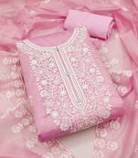 Chanderi elegance: embroidered ensemble with micro crape bottom