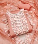 Chanderi elegance: embroidered ensemble with micro crape bottom