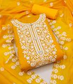 Chanderi elegance: embroidered ensemble with micro crape bottom