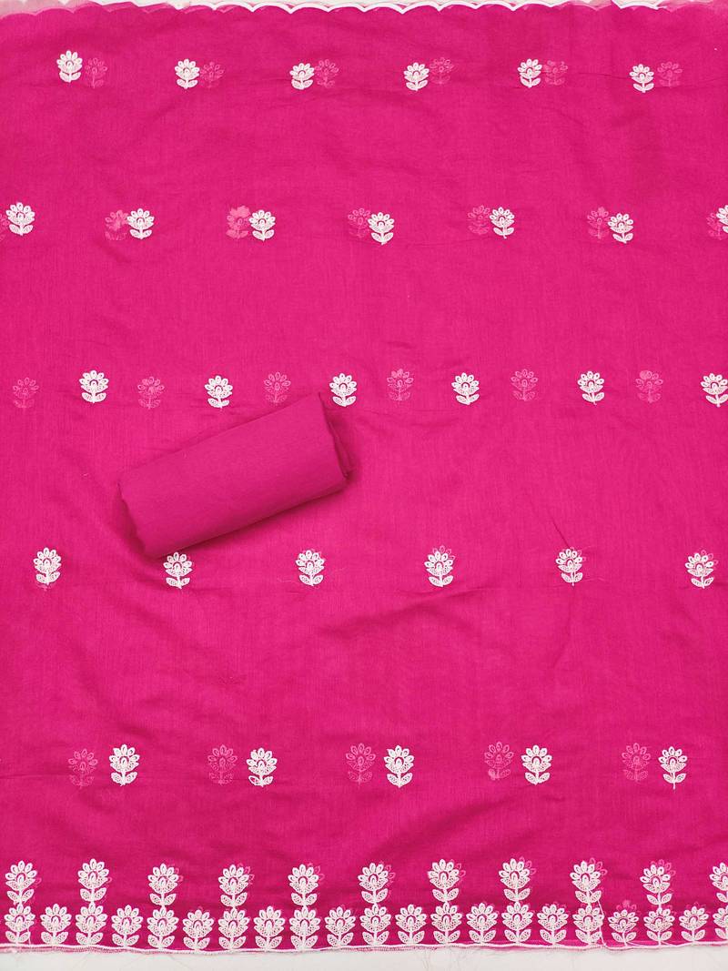 Chanderi elegance: embroidered ensemble with micro crape bottom