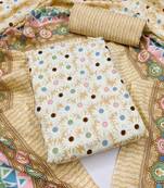 Women's slub cotton printed unstitched dress material