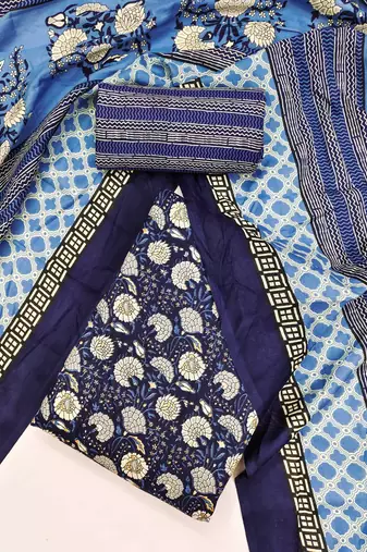 Women's slub cotton printed unstitched dress material