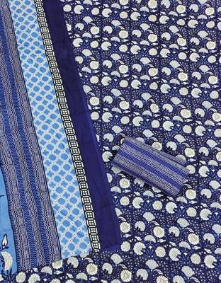 Women's slub cotton printed unstitched dress material 3