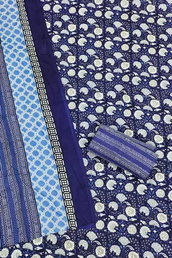 Women's slub cotton printed unstitched dress material