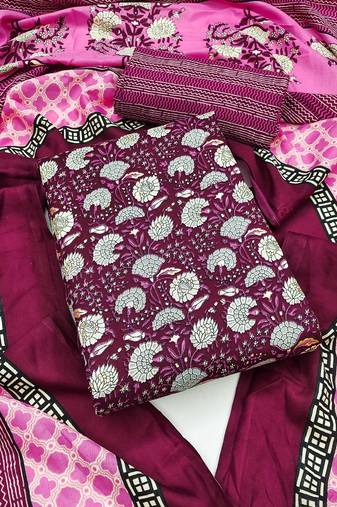 Women's slub cotton printed unstitched dress material