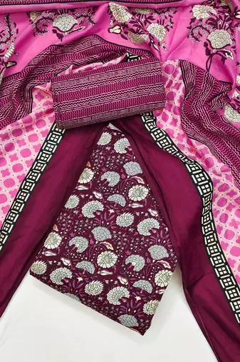 Women's slub cotton printed unstitched dress material