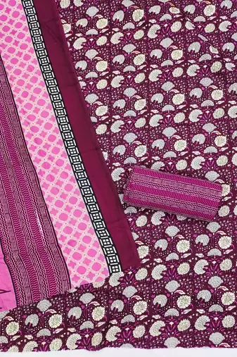 Women's slub cotton printed unstitched dress material