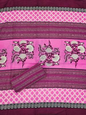 Women's slub cotton printed unstitched dress material 4