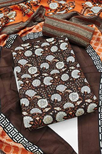 Women's slub cotton printed unstitched dress material