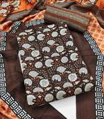 Women's slub cotton printed unstitched dress material