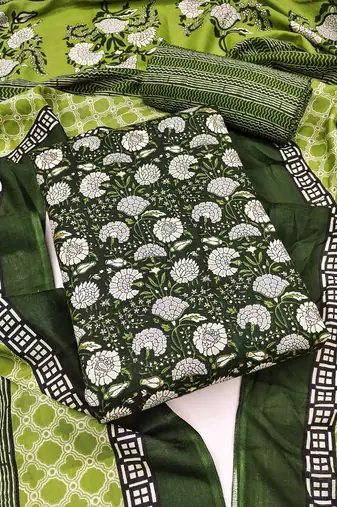 Women's slub cotton printed unstitched dress material