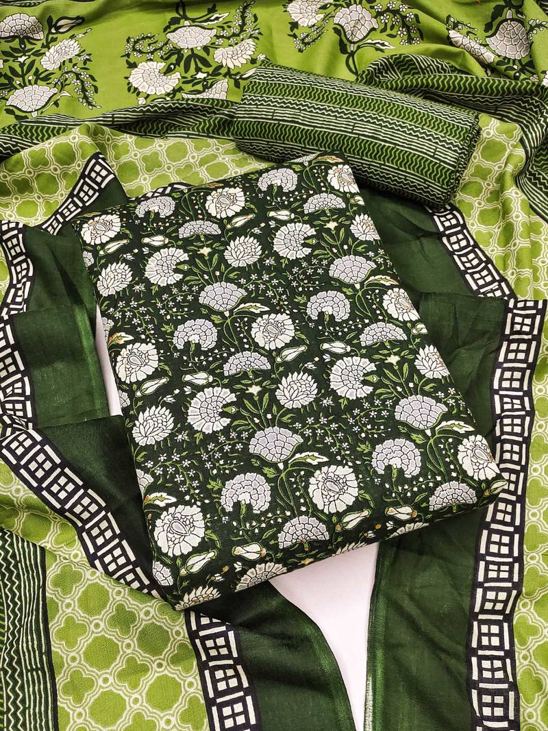 Women's slub cotton printed unstitched dress material