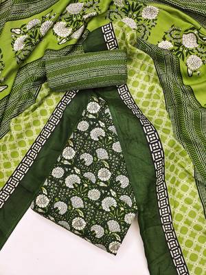 Women's slub cotton printed unstitched dress material 2