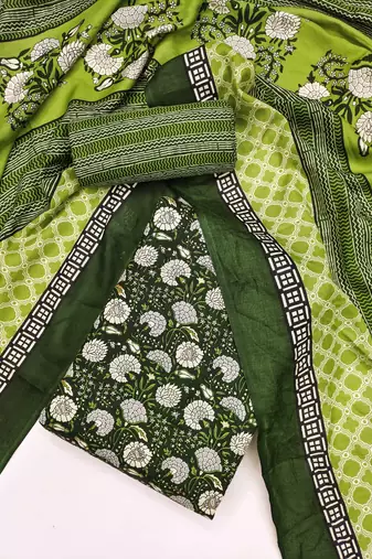 Women's slub cotton printed unstitched dress material