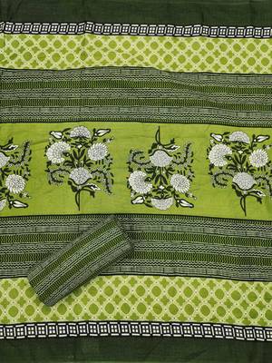 Women's slub cotton printed unstitched dress material 4