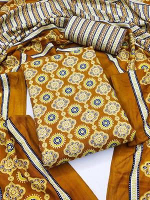 Women's slub cotton printed unstitched dress material 1