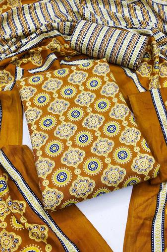 Women's slub cotton printed unstitched dress material