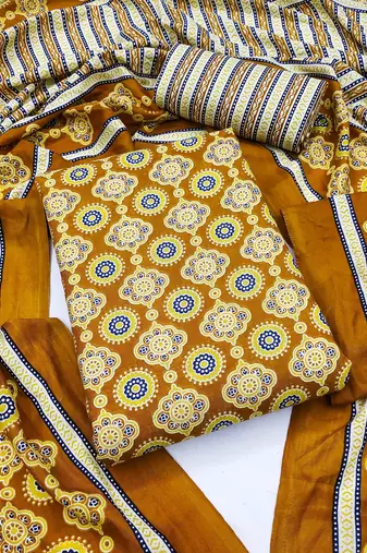 Women's slub cotton printed unstitched dress material