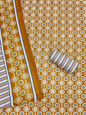 Women's slub cotton printed unstitched dress material 3