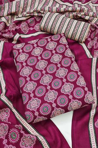 Women's slub cotton printed unstitched dress material