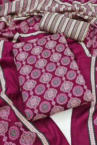 Women's slub cotton printed unstitched dress material