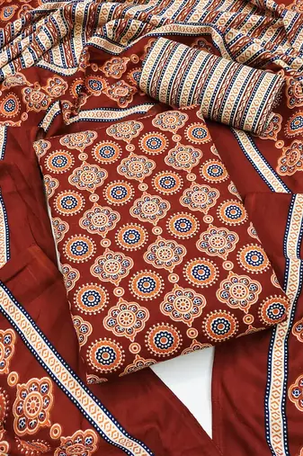 Women's slub cotton printed unstitched dress material