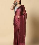 Maroon Designer Party Wear Organza Saree
