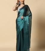 Teal Designer Party Wear Organza Saree