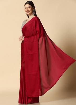 Maroon Supper Soft Burfi Silk With Important Lycra Blouse 4