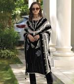 Black color soft organza semi stitched embroidered salwar kameez